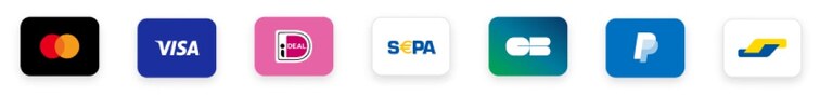Mastercard, Visa, iDEAL, SEPA, Cartes Bancaires, PayPal, Bancontact